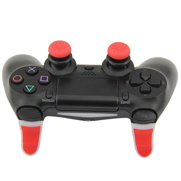 Extended Triggers R2 L2 Red / White & FPS Grips Caps Red Vortex - PS4 Controller