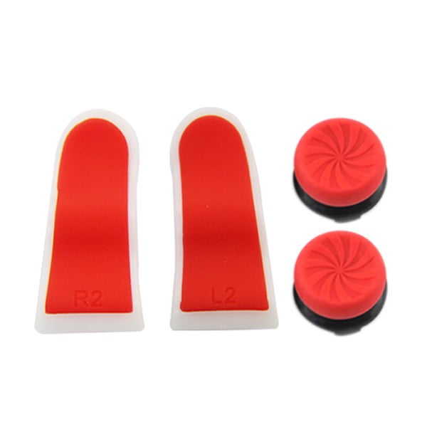 Extended Triggers R2 L2 Red / White & FPS Grips Caps Red Vortex - PS4 Controller